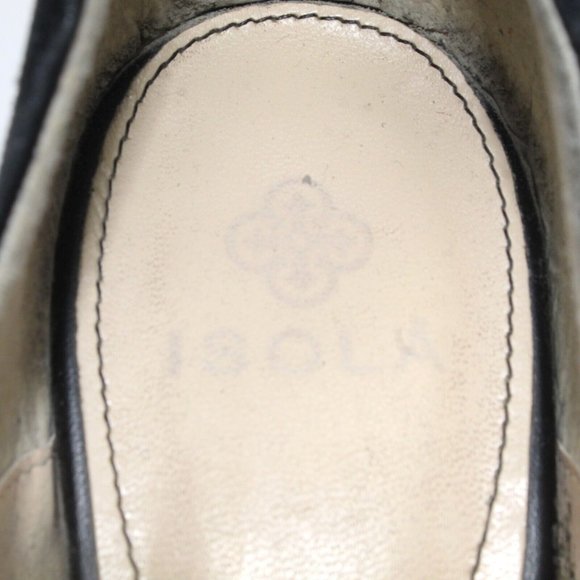 ISOLA Womens Size 10M Black Suede Round Cap Toe Block High Heels Classic Pumps - Picture 11 of 14